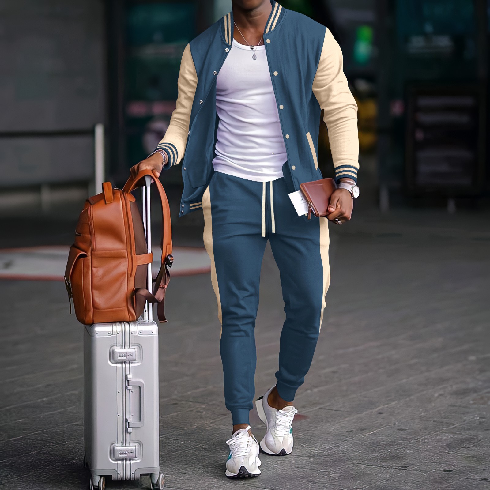 Streetwear Zipper - طقم سترة بيسبول جديد للرجال من