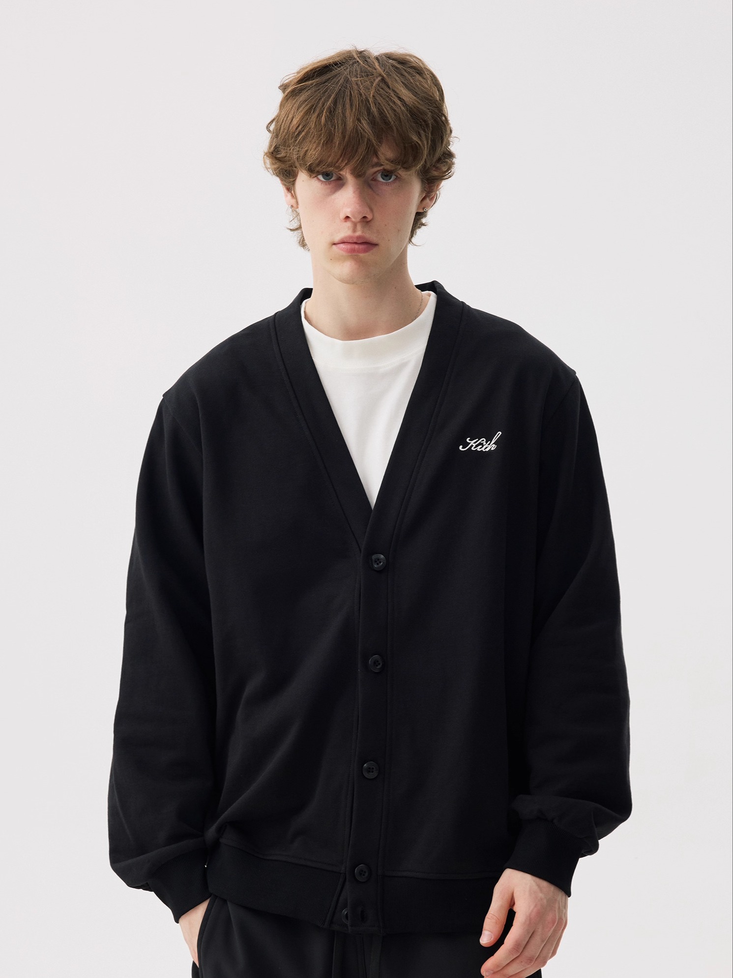 Kith Sweater Knit - كارديجان KITH محبوك بأزرار وياقة على