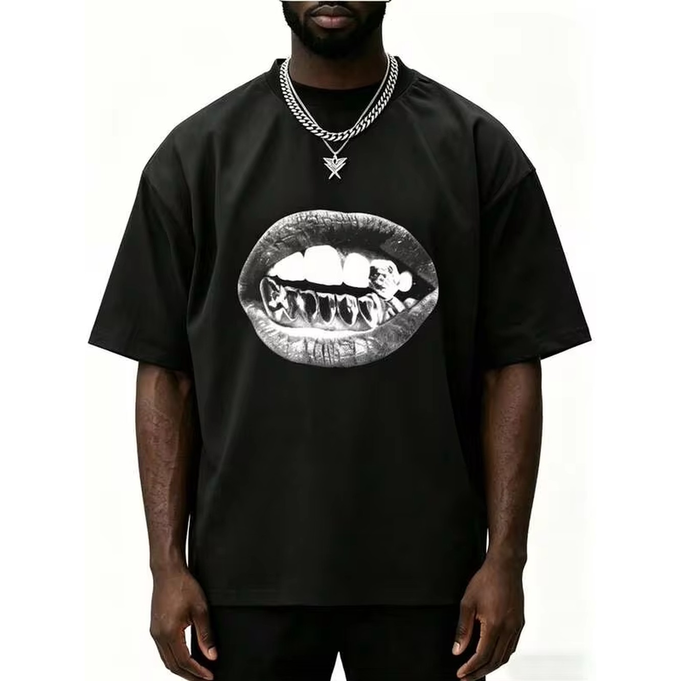 Streetwear Brand Italy - تي شيرت فضفاض كبير الحجم بطباعة