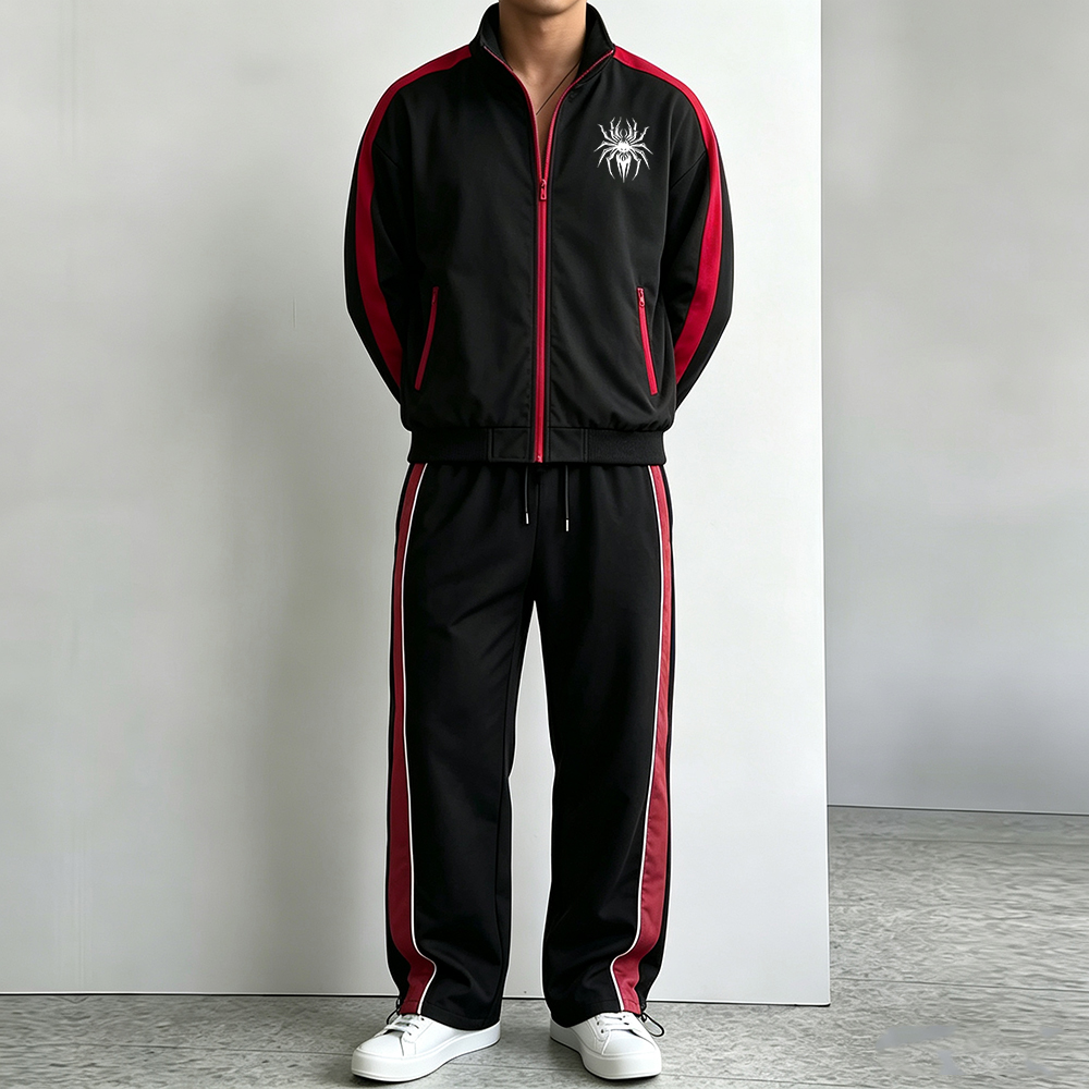 بدلة رياضية رجالية بخطوط جانبي - مراجعة Streetwear Zipper وسعره