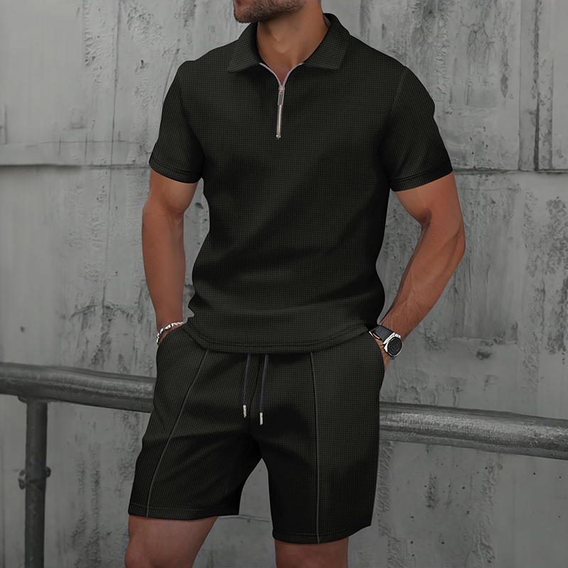 طقم بولو رياضي صيفي للرجال بأك - مراجعة Streetwear Zipper وسعره
