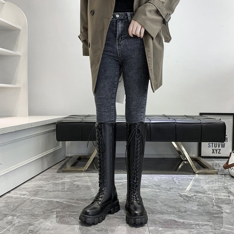 أحذية نسائية طويلة للركبة بربا - مراجعة Streetwear Zipper وسعره